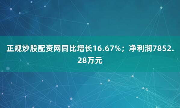 正规炒股配资网同比增长16.67%；净利润7852.28万元